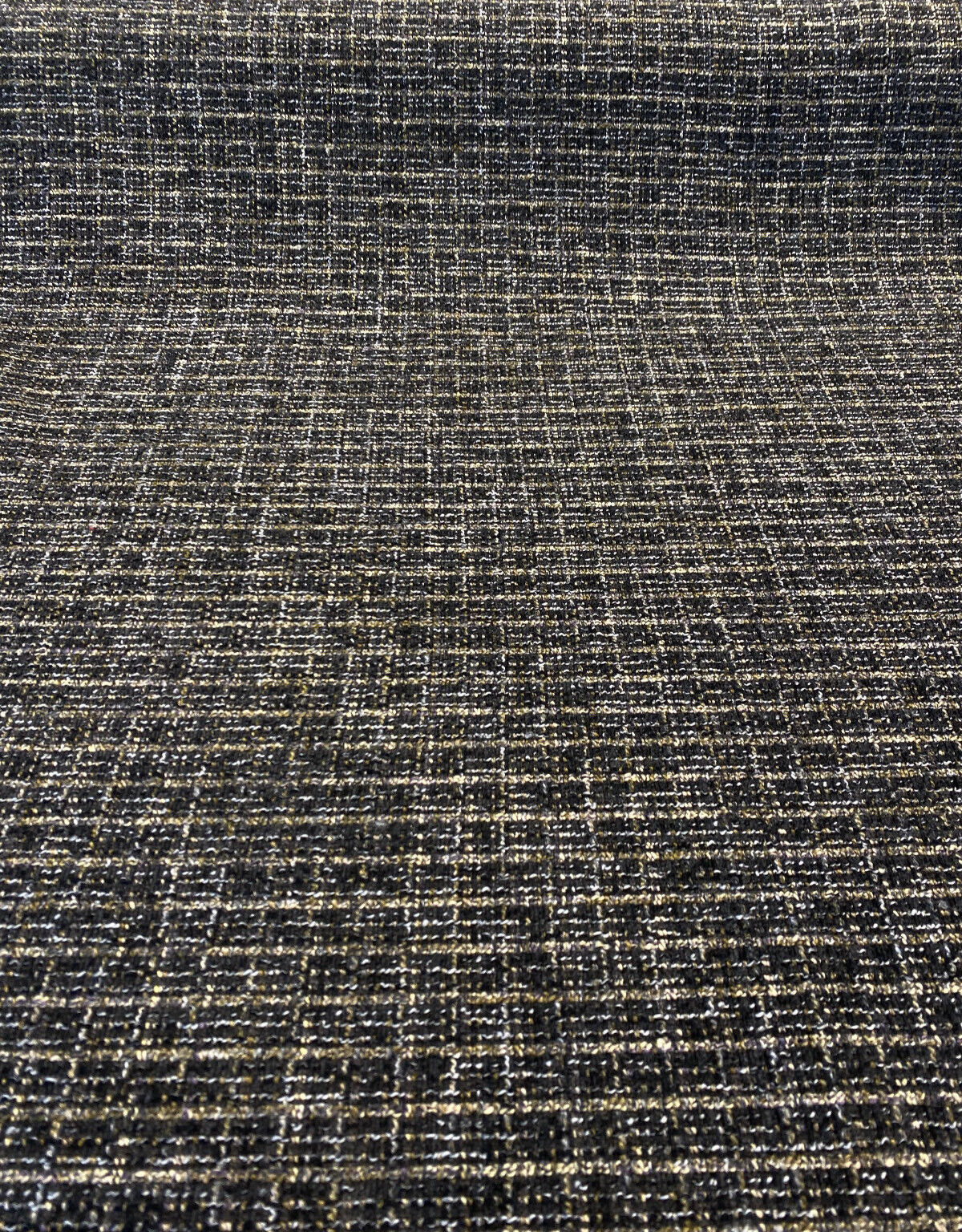 Uncommon Charcoal Coal Chenille Fabric - Charcoal With Gold And White Accents, 55" Width, .625 Repeat (1 Yard)