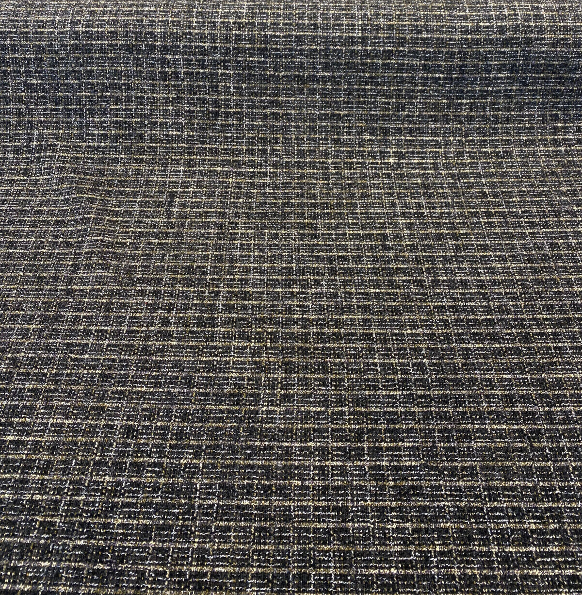 Uncommon Charcoal Coal Chenille Fabric - Charcoal With Gold And White Accents, 55" Width, .625 Repeat (1 Yard)