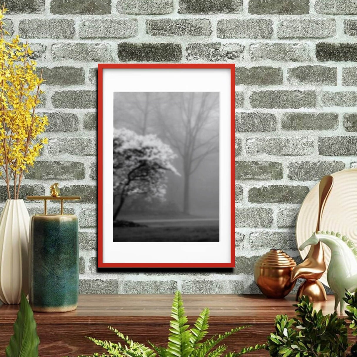 24x36" Red Frame with Mount Horizontal/Vertical No-Nail Hanging Depth Display