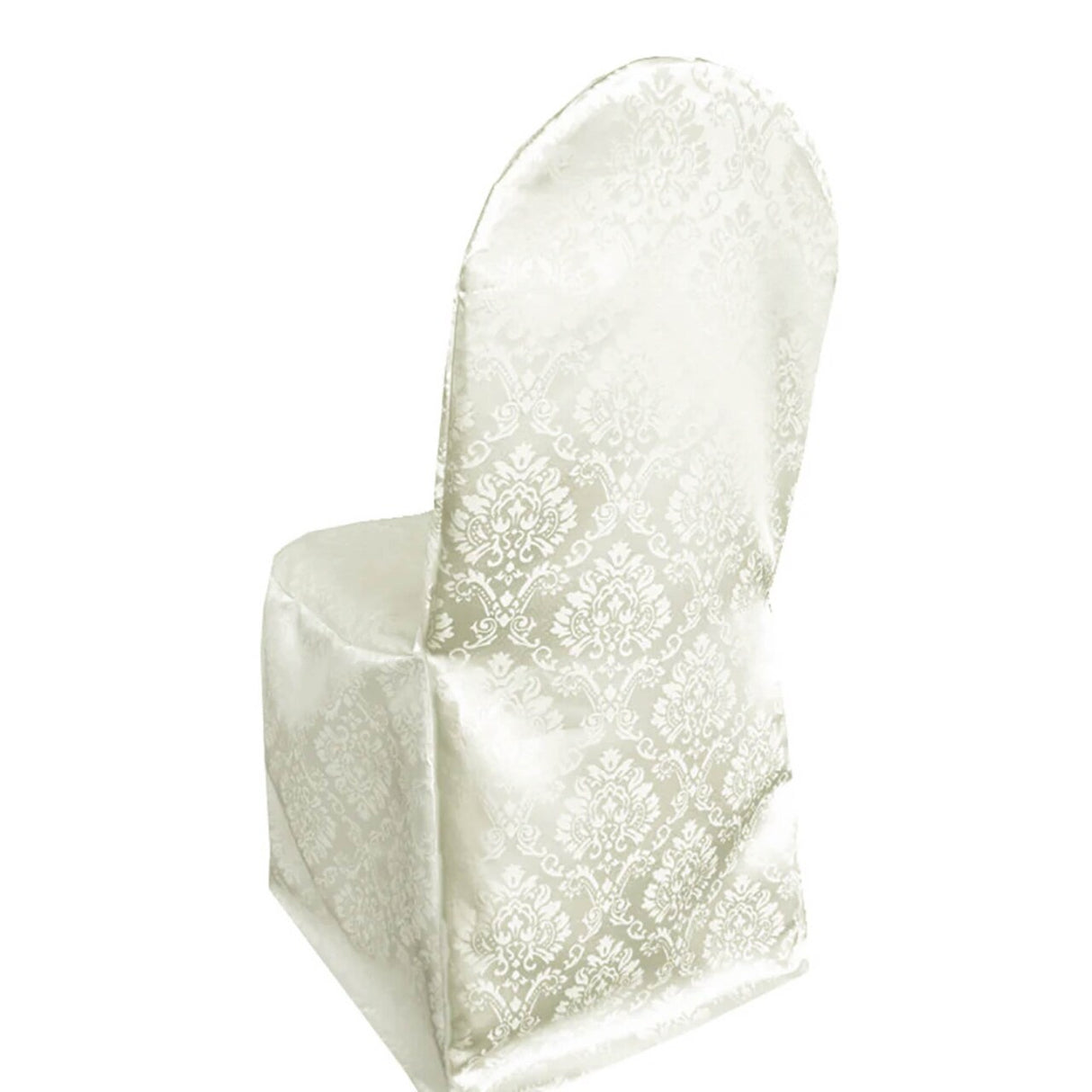 1 Piece Elegant Marquis Damask Jacquard Chair Wrap Ivory