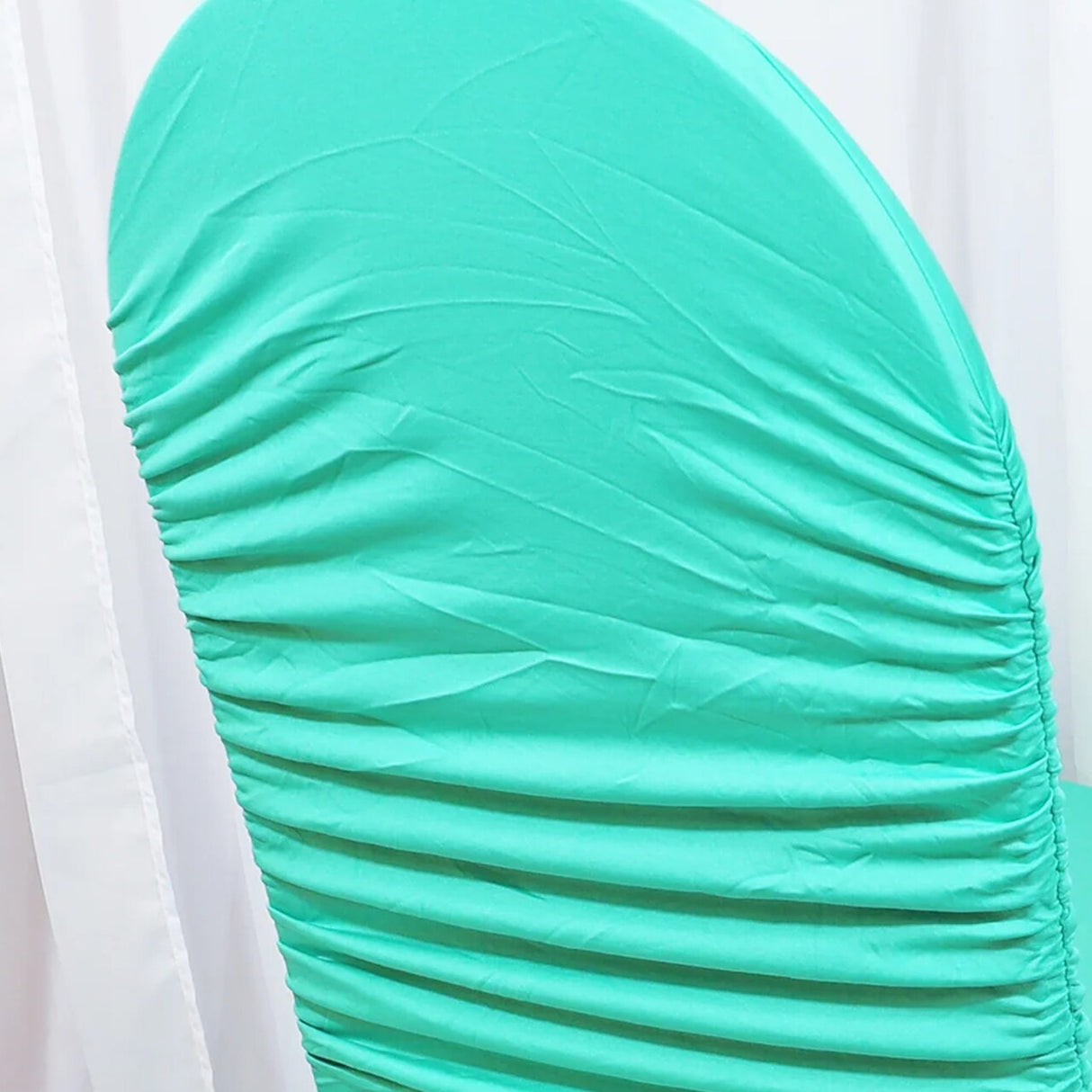 1 Piece Tiff Blue Aqua Rouge Chair Cover, Ruffled Spandex Fit for Banquet Chairs