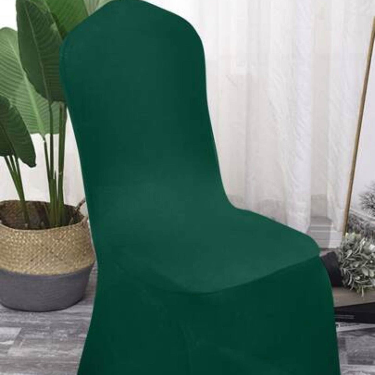 1 Piece Spandex Banquet Chair Cover Hunter Green or Holly Green Stretch Wrinkle Resistant
