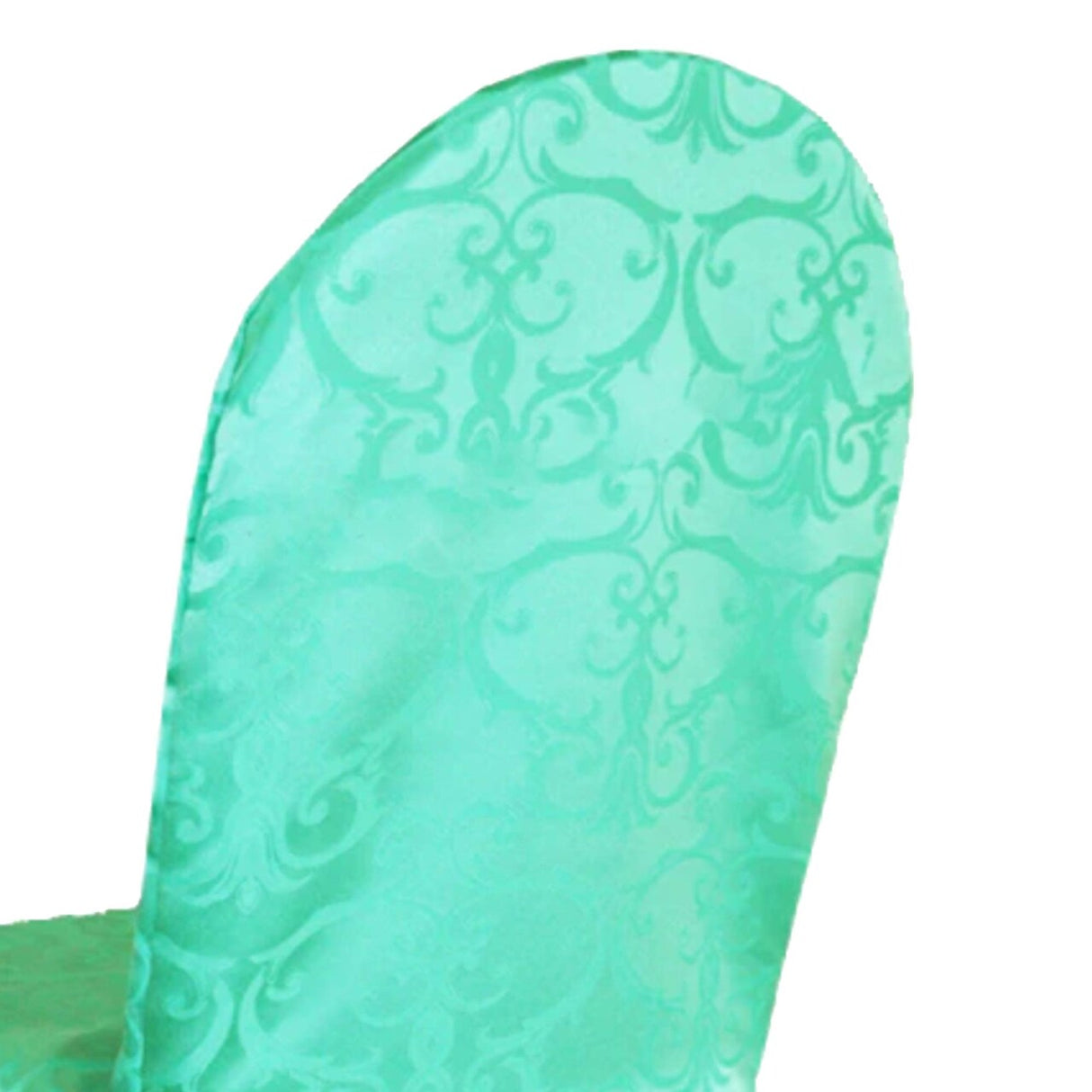 1 Piece Tiff Aqua Blue Versailles Damask Jacquard Polyester Banquet Chair Cover