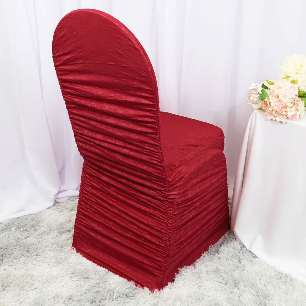 1 Piece Elegant Rouge Embossed Spandex Banquet Chair Cover Apple Red