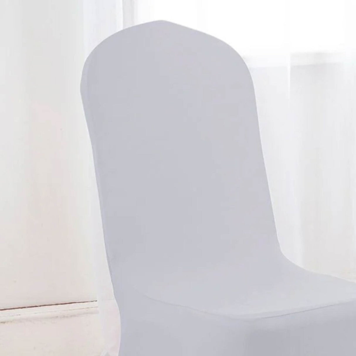 1 Piece Spandex Banquet Chair Cover Platinum or Light Silver Stretch Wrinkle Free Elegant