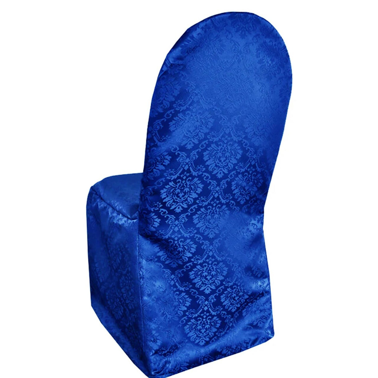 1 Piece Classic Damask Jacquard Polyester Chair Seat Cover Royal Blue