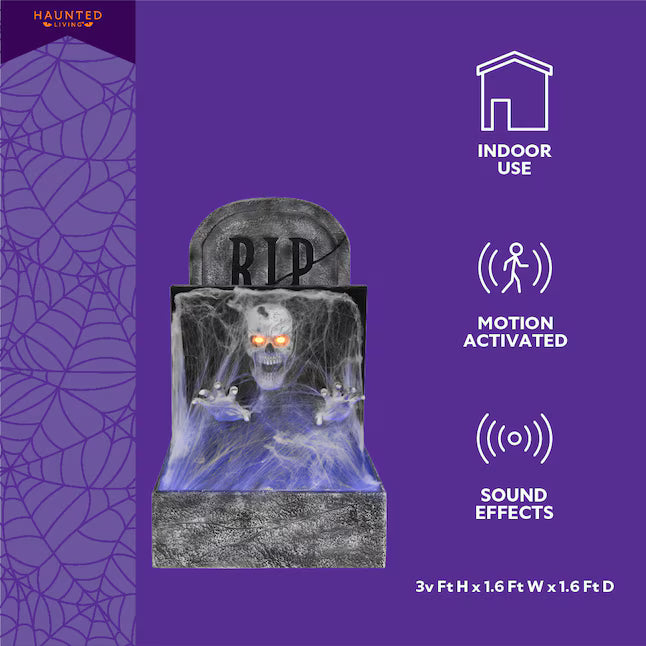 Haunted Living 3-ft Pop Up Skeleton in Tombstone Motion Activated Lighted Animatronic Halloween Prop