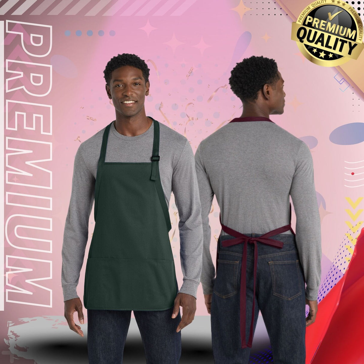 Port Authority® Medium-Length Apron with Pouch Pockets