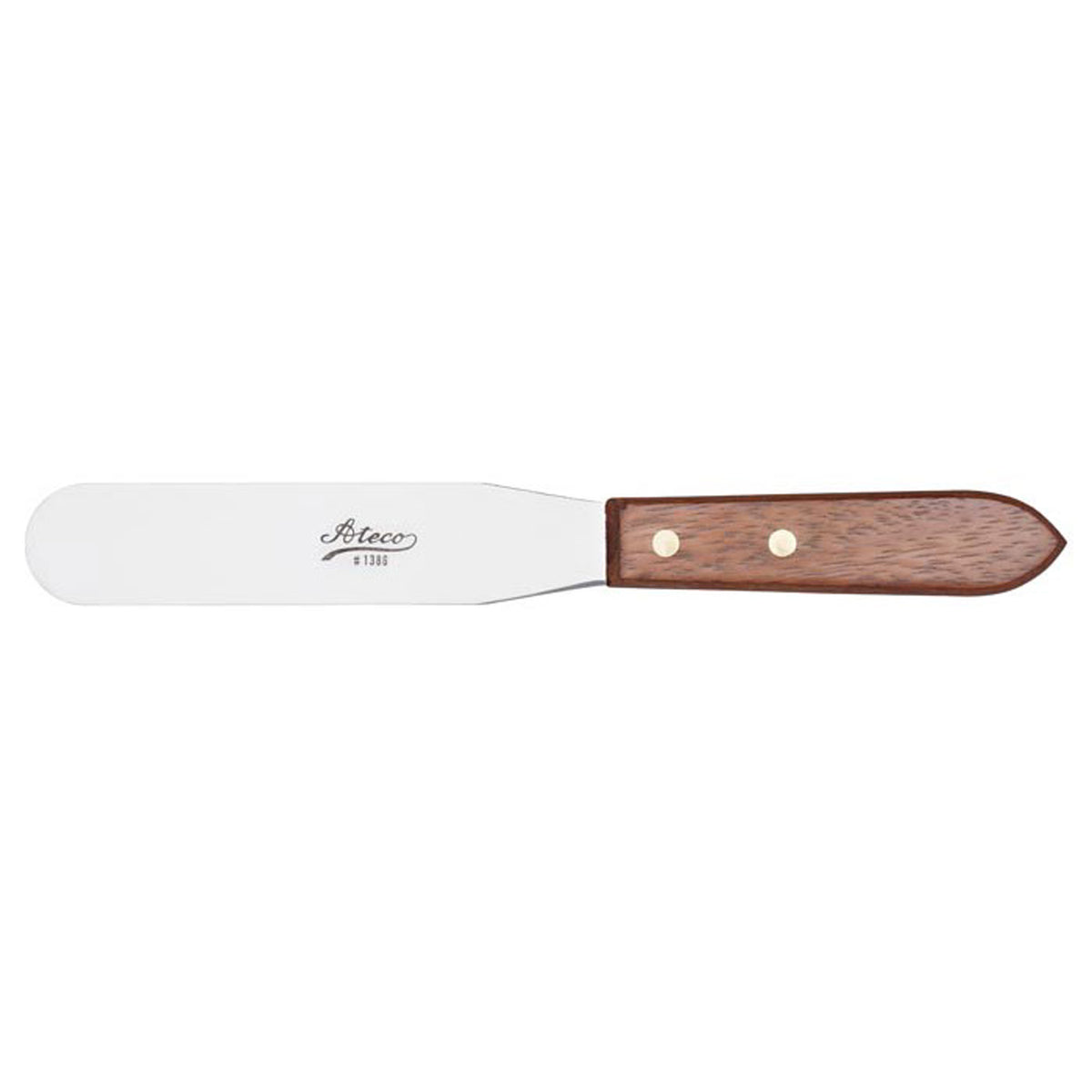 Ateco Wooden-Handle Stainless Steel Spatula, Blade size 1-1/4" x 6"
