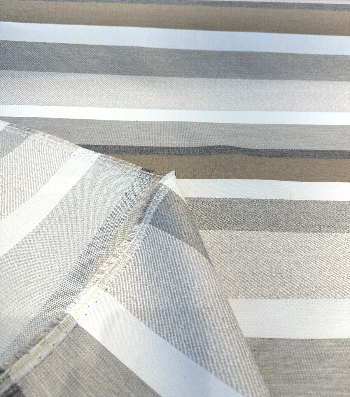 Sunbrella Anthem Dove Stripe 100 Percent Sunbrella Acrylic Fabric - Dove Gray Stripe, 12.8" Repeat (1 Yard)