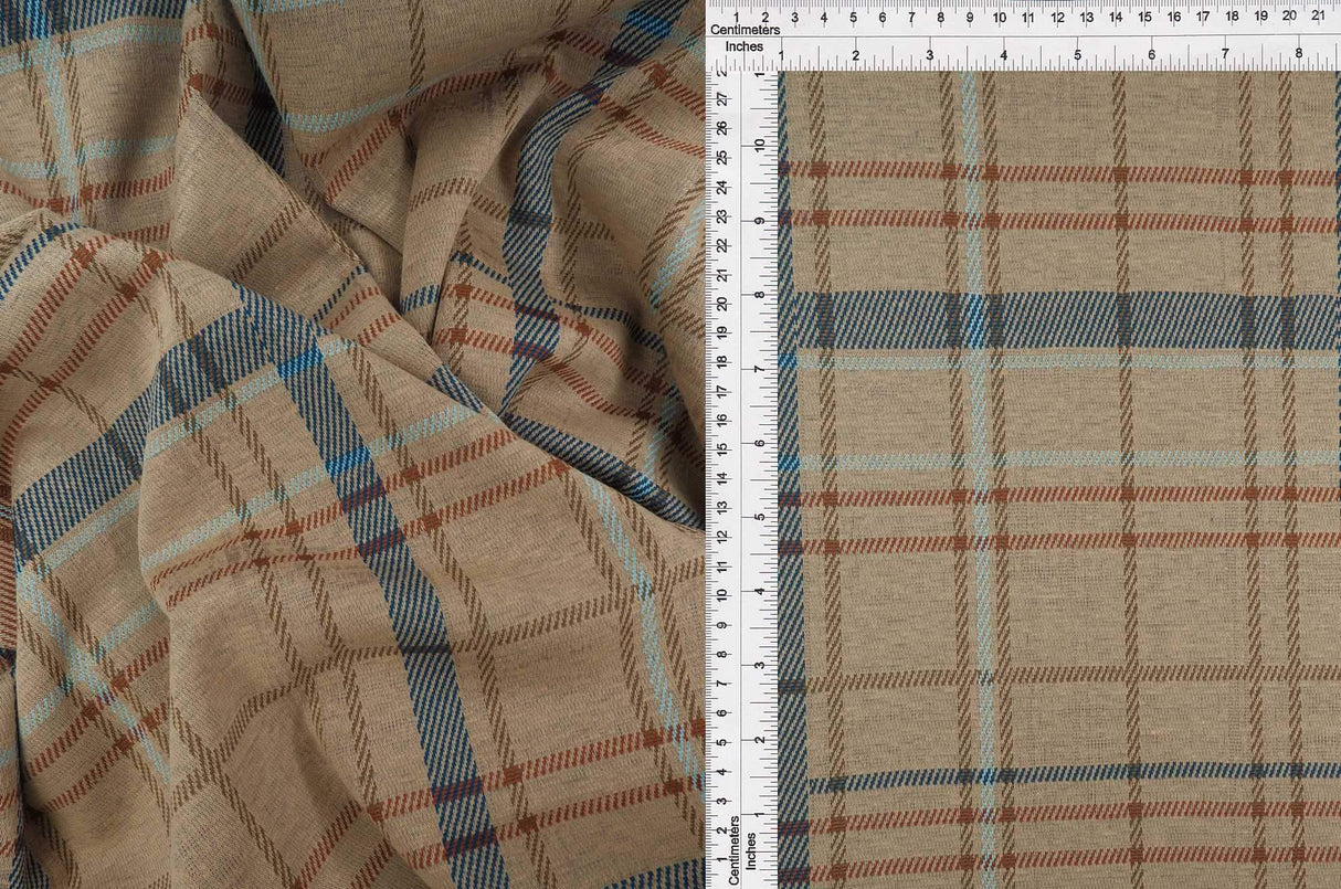 Double Knit Jacquard Plaid Fabric Heavyweight Stretch Material, 58/60" Wide