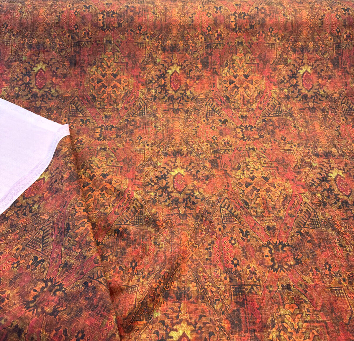Magic Carpet Velvet Fabric - Rust Magic Carpet Print, 56" Width (By The Yard)