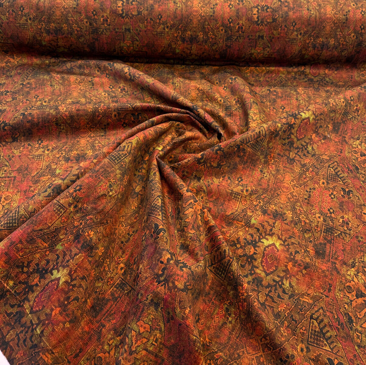 Magic Carpet Velvet Fabric - Rust Magic Carpet Print, 56" Width (By The Yard)
