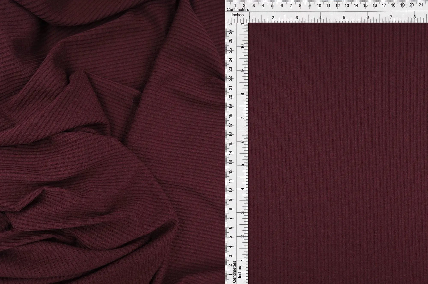 1 Yard 4x2 Rib Solid Knit Fabric, 52/54'' Wide Polyester Rayon Spandex Blend