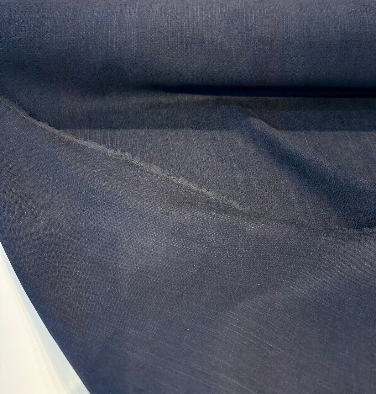 Sawyer Blue Midnight Italian Vagatex Upholstery Drapery Fabric - Midnight Blue, Linen Look, 54" Width (1 Yard)