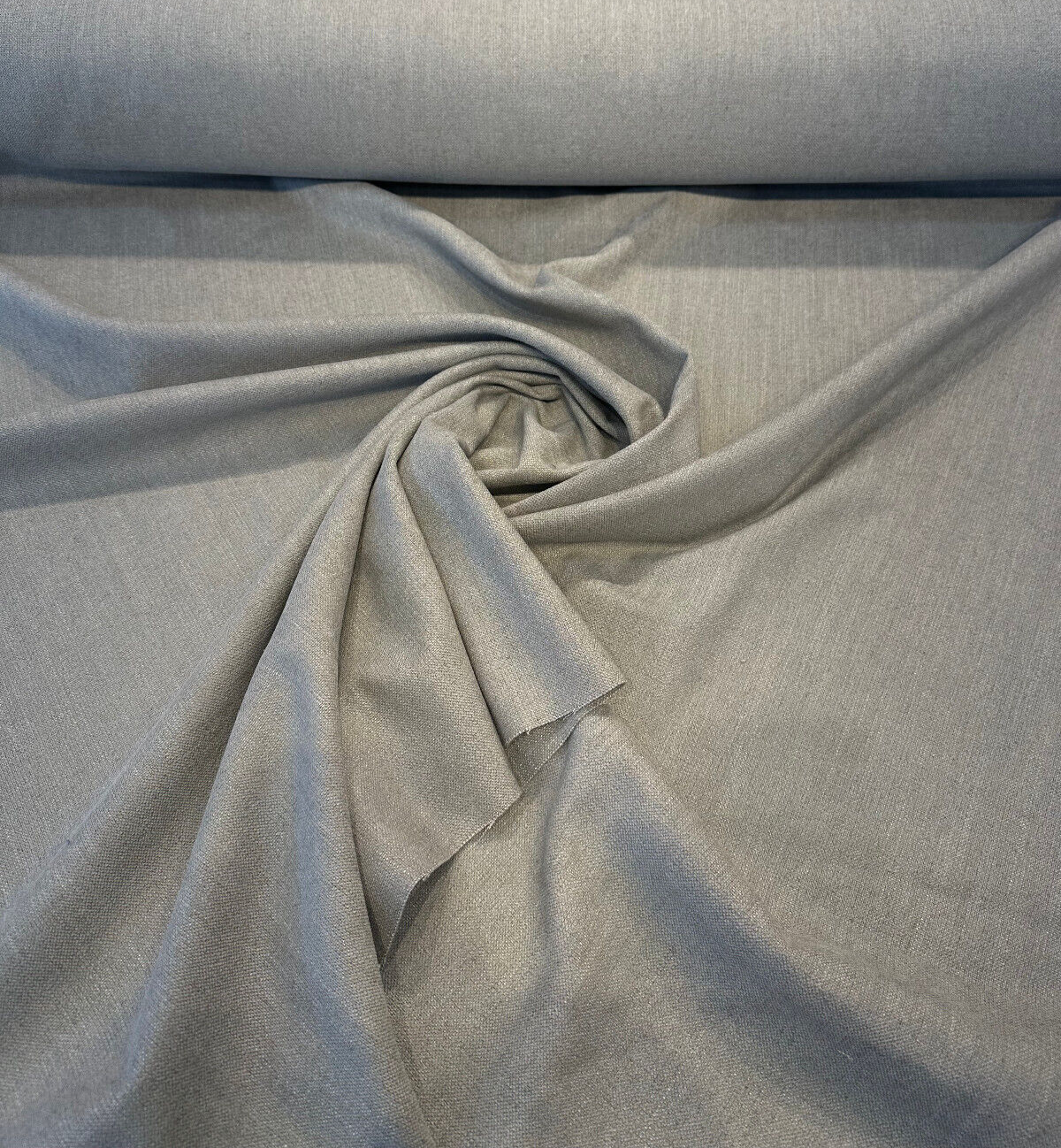 Sawyer Italian Vagatex Upholstery Drapery Fabric - Gray Elephant, Linen Look, 1 Yard