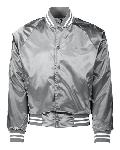 Unisex Satin Baseball Jacket with Striped Trim