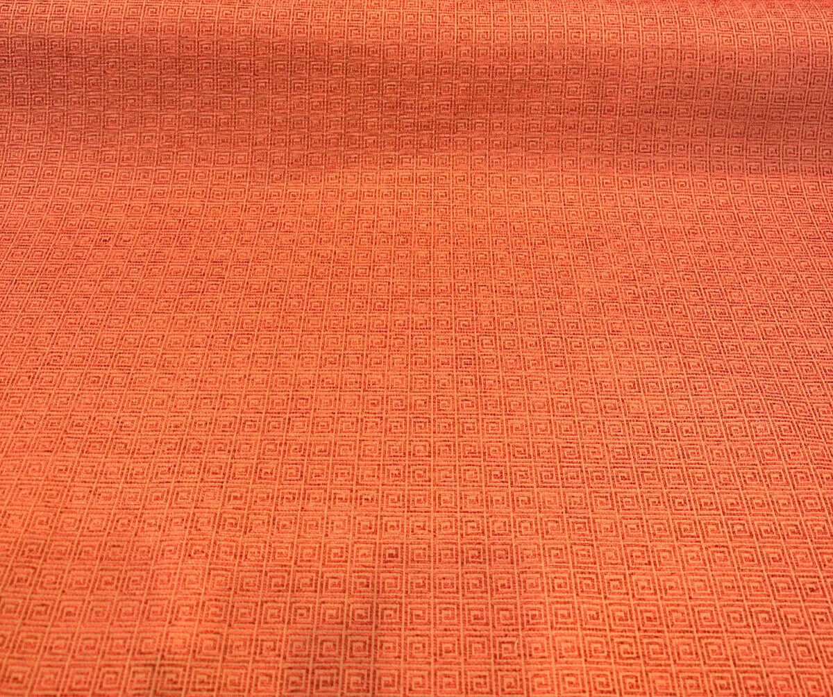 Alexis Brocade Jacquard Fabric - Greek Key, Clay Red, 54" Width (1 Yard)