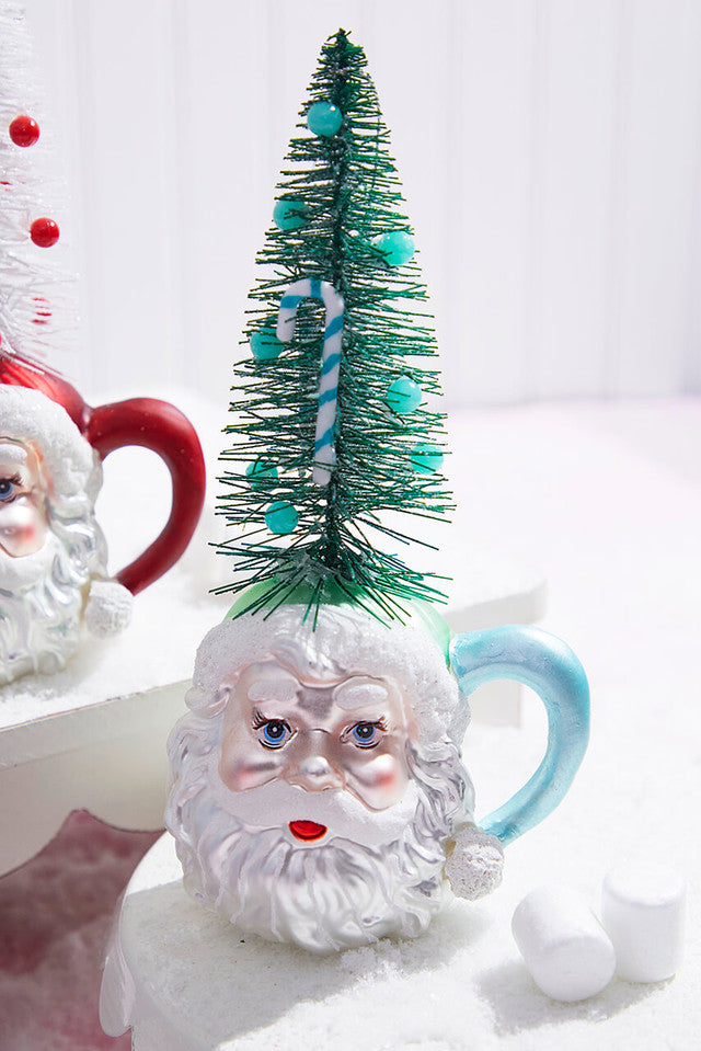 Glass Santa Cup Ornament 9 Inch Christmas Tree Decor
