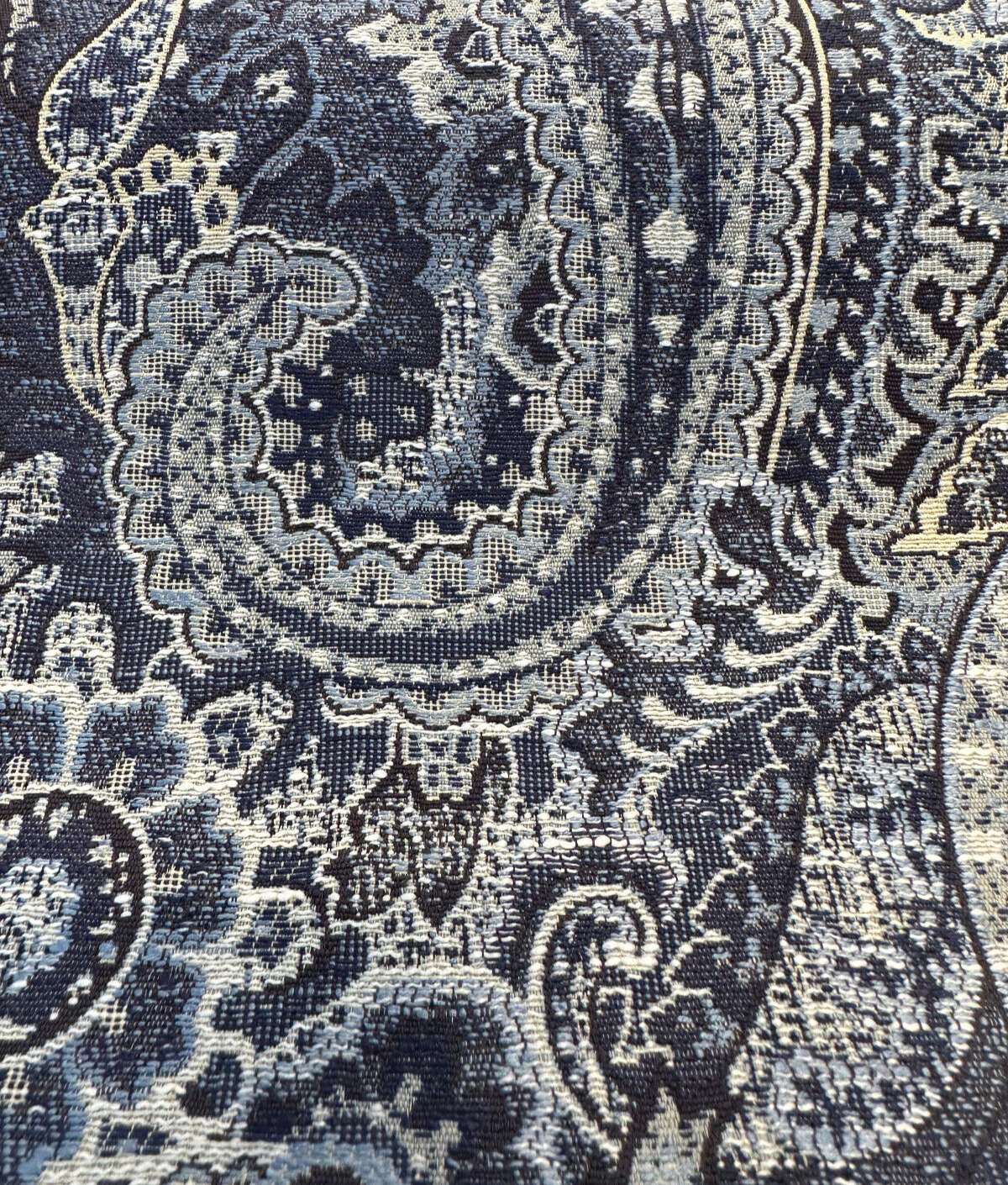 Truman Paisley Jacquard Fabric - Blue Indigo Paisley, Upholstery Drapery Fabric (1 Yard)