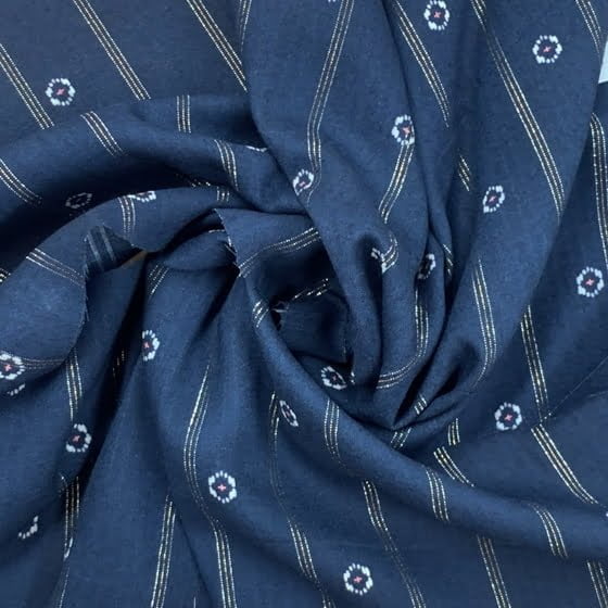 Navy Patterned Rayon Fabric - Navy Patterned Rayon Fabric, 58/60" Wide (1 Yard)
