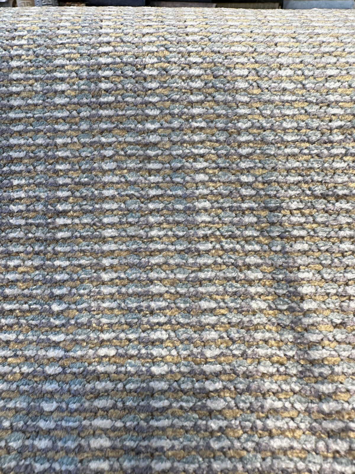 Omega Glacier Chenille Upholstery Fabric - Blue Gold Ivory Multi Chenille Plain, 56" Width (1 Yard)