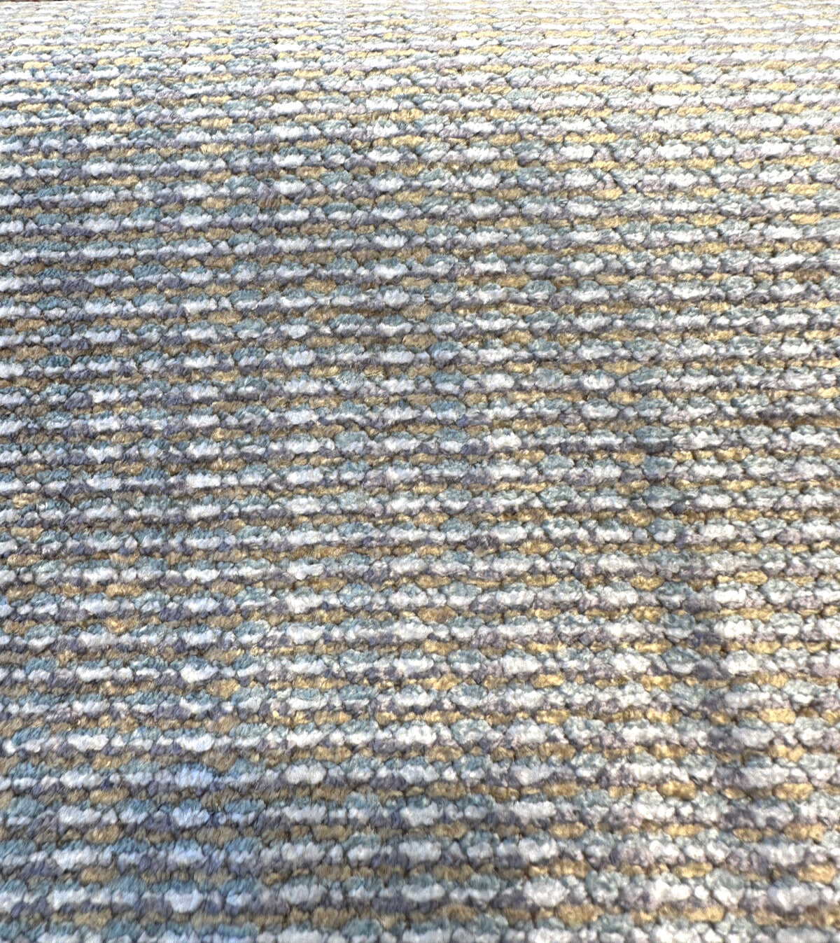 Omega Glacier Chenille Upholstery Fabric - Blue Gold Ivory Multi Chenille Plain, 56" Width (1 Yard)