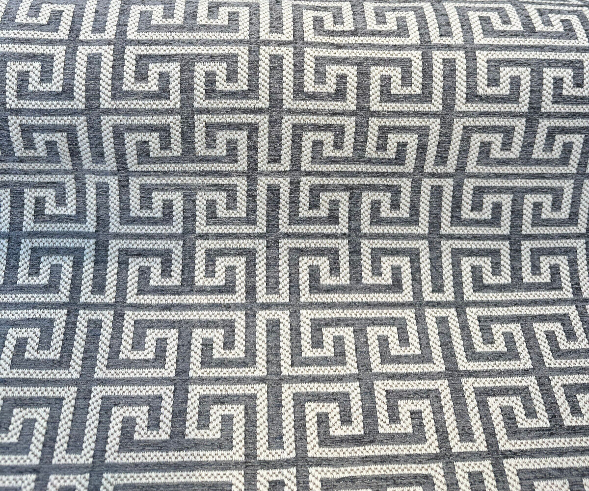 Irwin Greek Key Mod Chenille Fabric - Charcoal Greek Key Pattern, 54" Width (1 Yard)