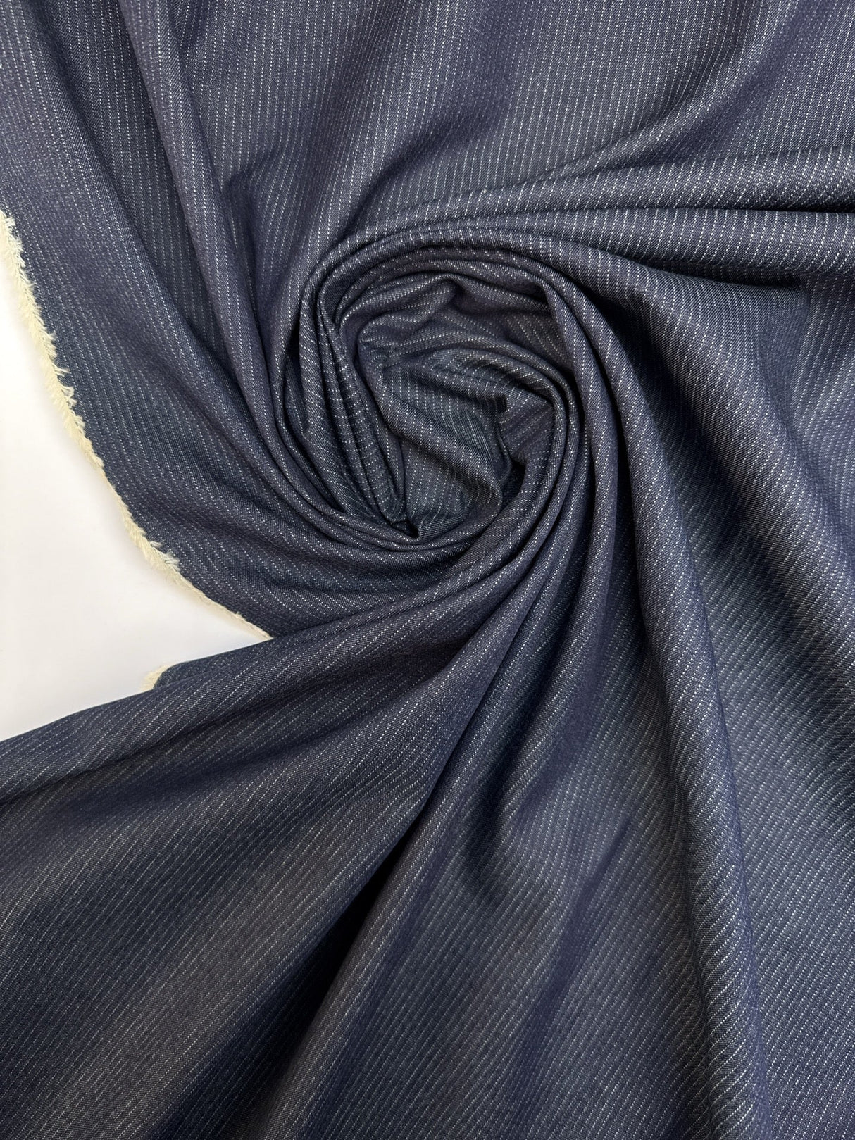 Cotton Denim Striped Blue