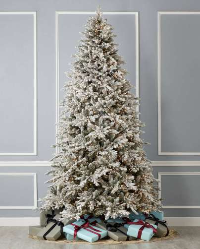 7.5' Flocked Dandan Pine Tree with 2200 Warm White LED Lights