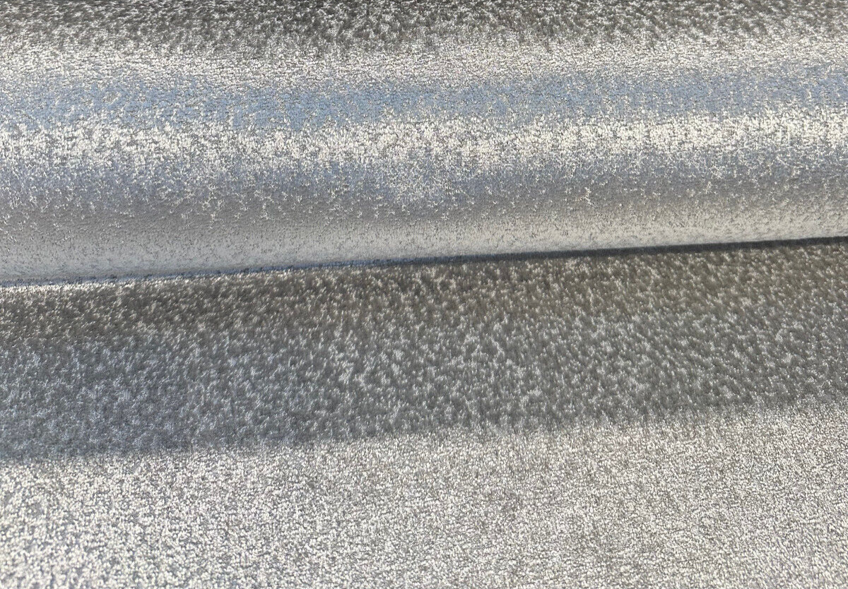 Glam Mica Silver Metallic Velvet Fabric - Silver, Metallic, 54" Width (1 Yard)