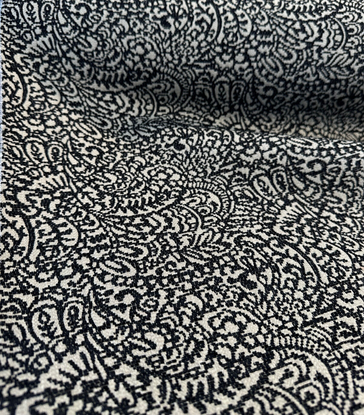 Adele Black Paisley Brocade Jacquard Fabric - Black Paisley, 54" Width (1 Yard)