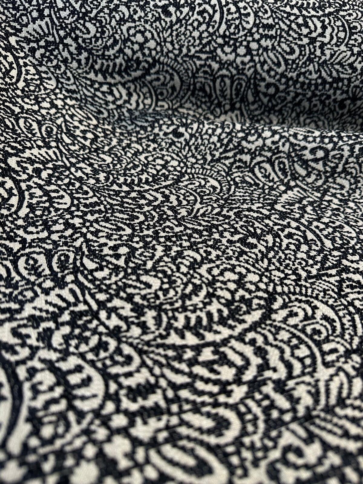 Adele Black Paisley Brocade Jacquard Fabric - Black Paisley, 54" Width (1 Yard)