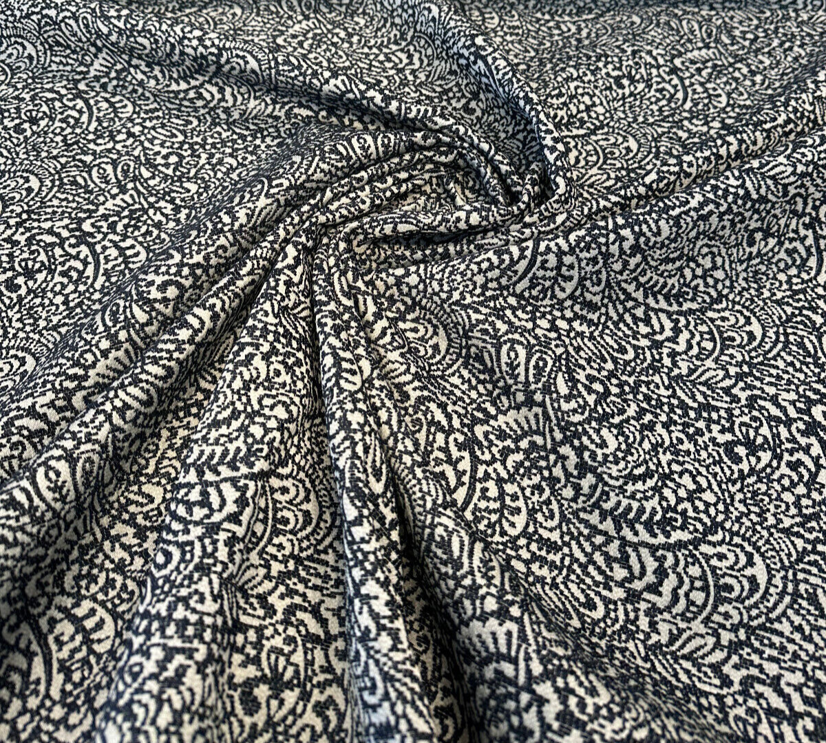Adele Black Paisley Brocade Jacquard Fabric - Black Paisley, 54" Width (1 Yard)