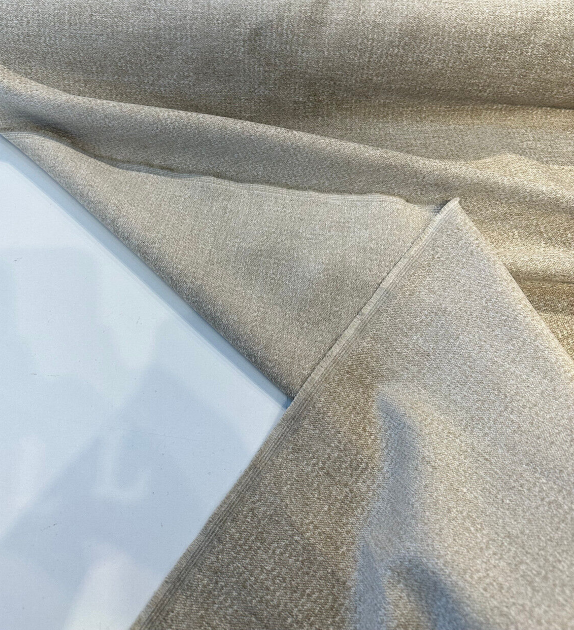 Mandrake Oatmeal Chenille Upholstery Fabric - Oatmeal Beige Cream Brown, Chenille Texture, 56" Width (1 Yard)