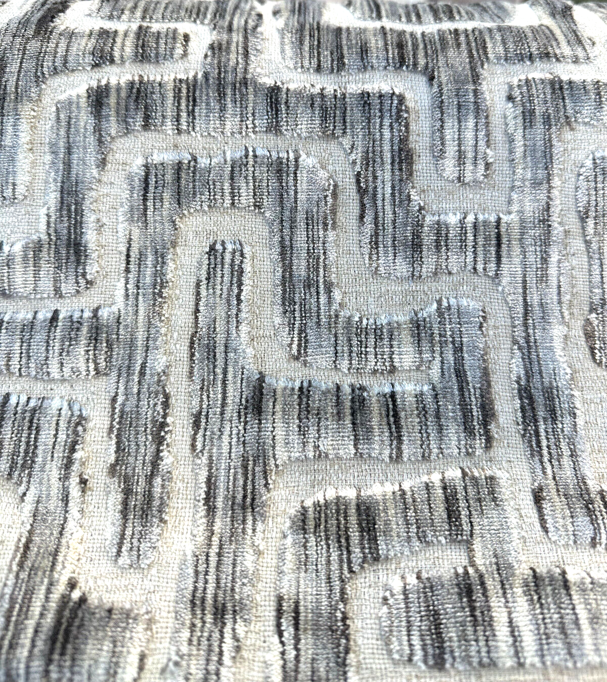 Adina Granite Jacquard Velvet Fabric - Geometric Maze Pattern, 54" Width (1 Yard)