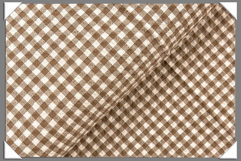 Golden Gingham Seersucker Cotton Fabric - Golden Gingham Seersucker Cotton Fabric, Cotton Fabric, 58/60" Width (1 Yard)
