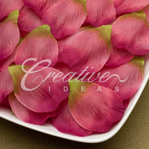 Medium Size Flower Petals-Sold By A Dozen Inner Packs ( 144 Flower Petals/Inner Pack) (Fuchsia/Green)
