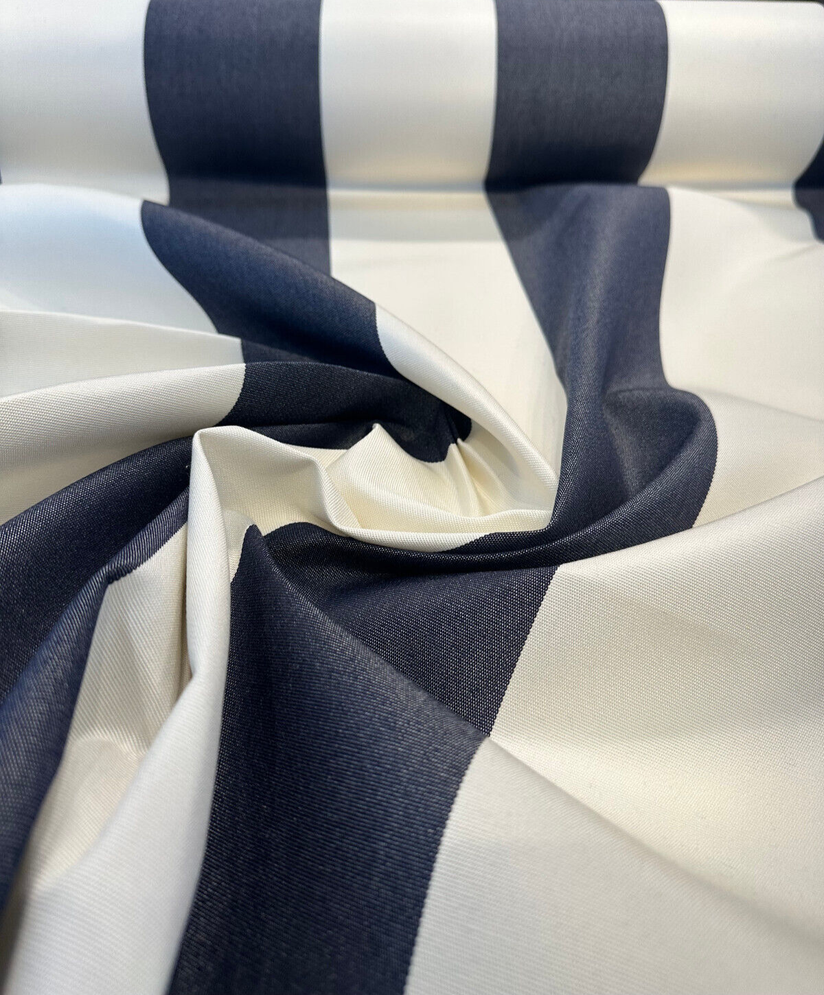 Sunbrella Acrylic Fabric - Indigo Beige Stripe Cabana, 54" Width (1 Yard)