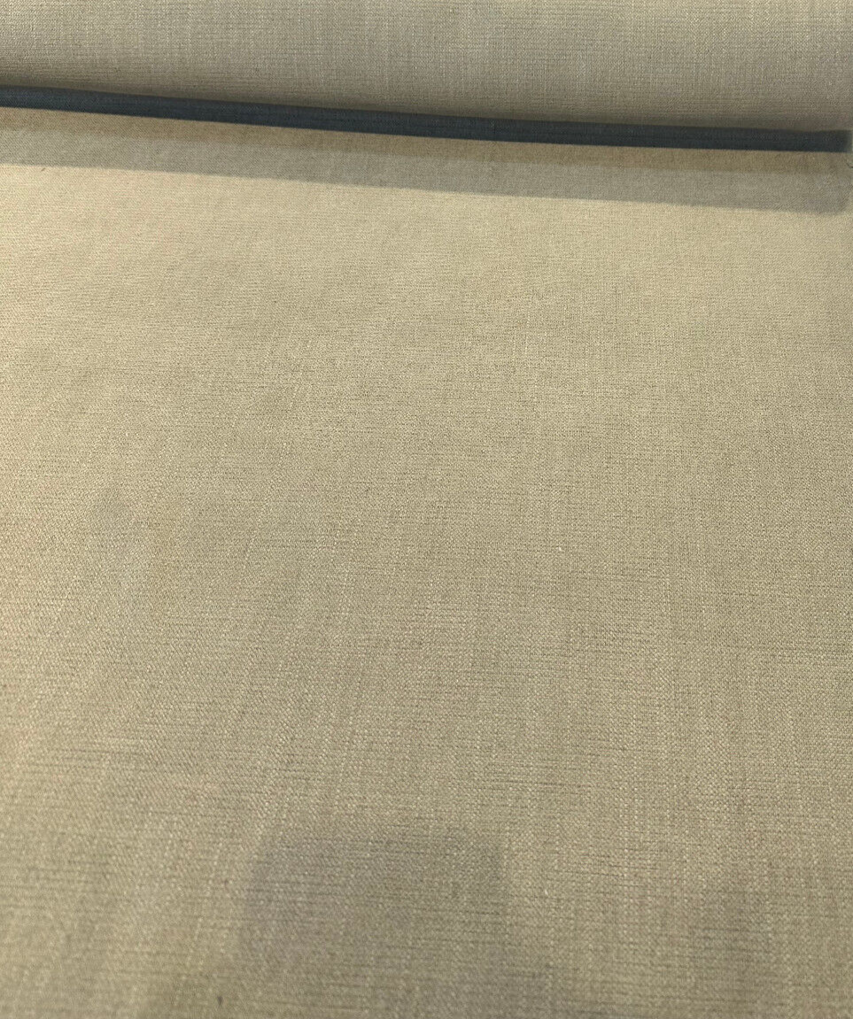 Sawyer Italian Vagatex Upholstery Drapery Fabric - Khaki Taupe Linen Look, 60,000 Double Rubs (1 Yard)