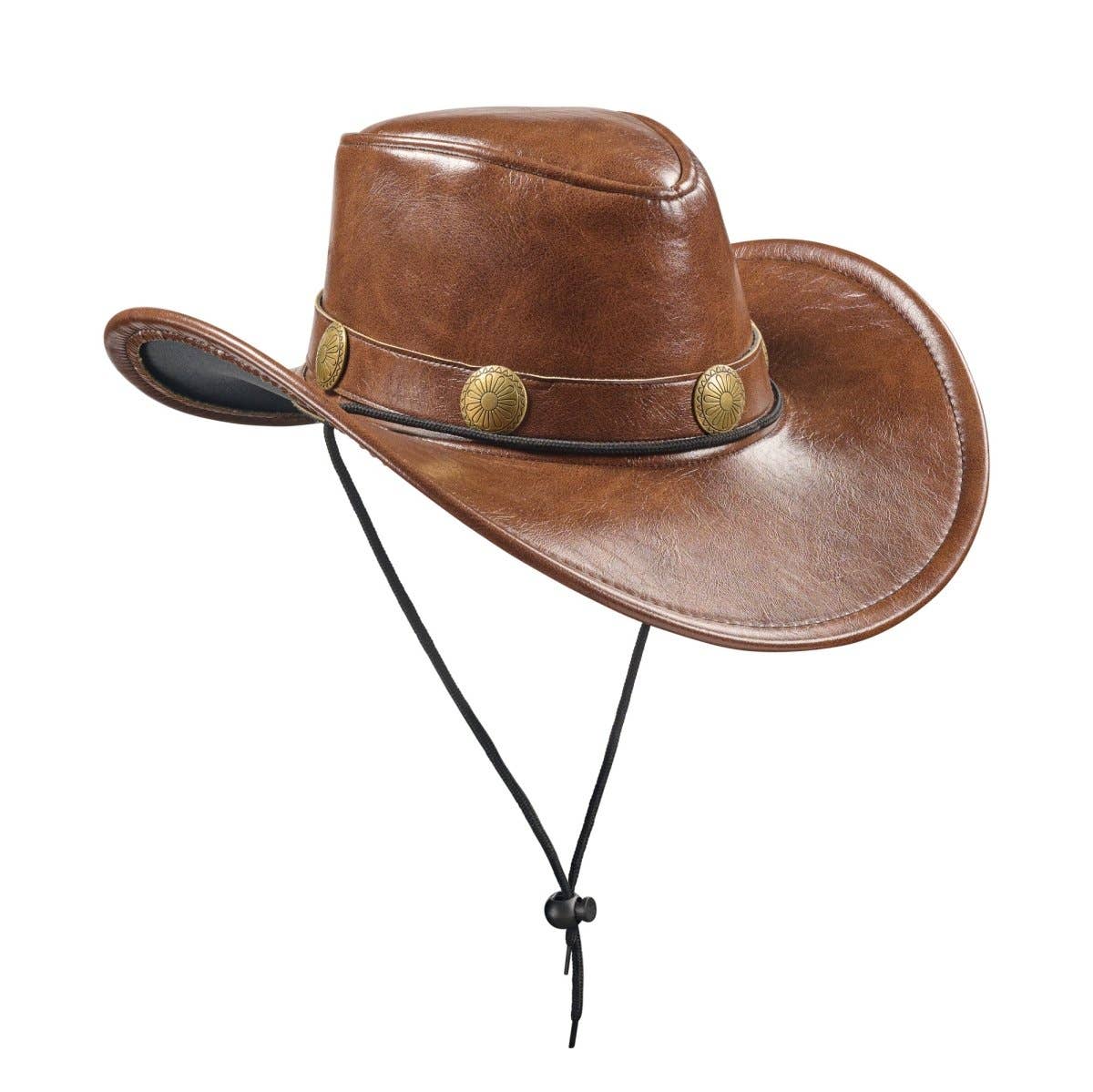 Faux Leather Cowboy Costume Hat