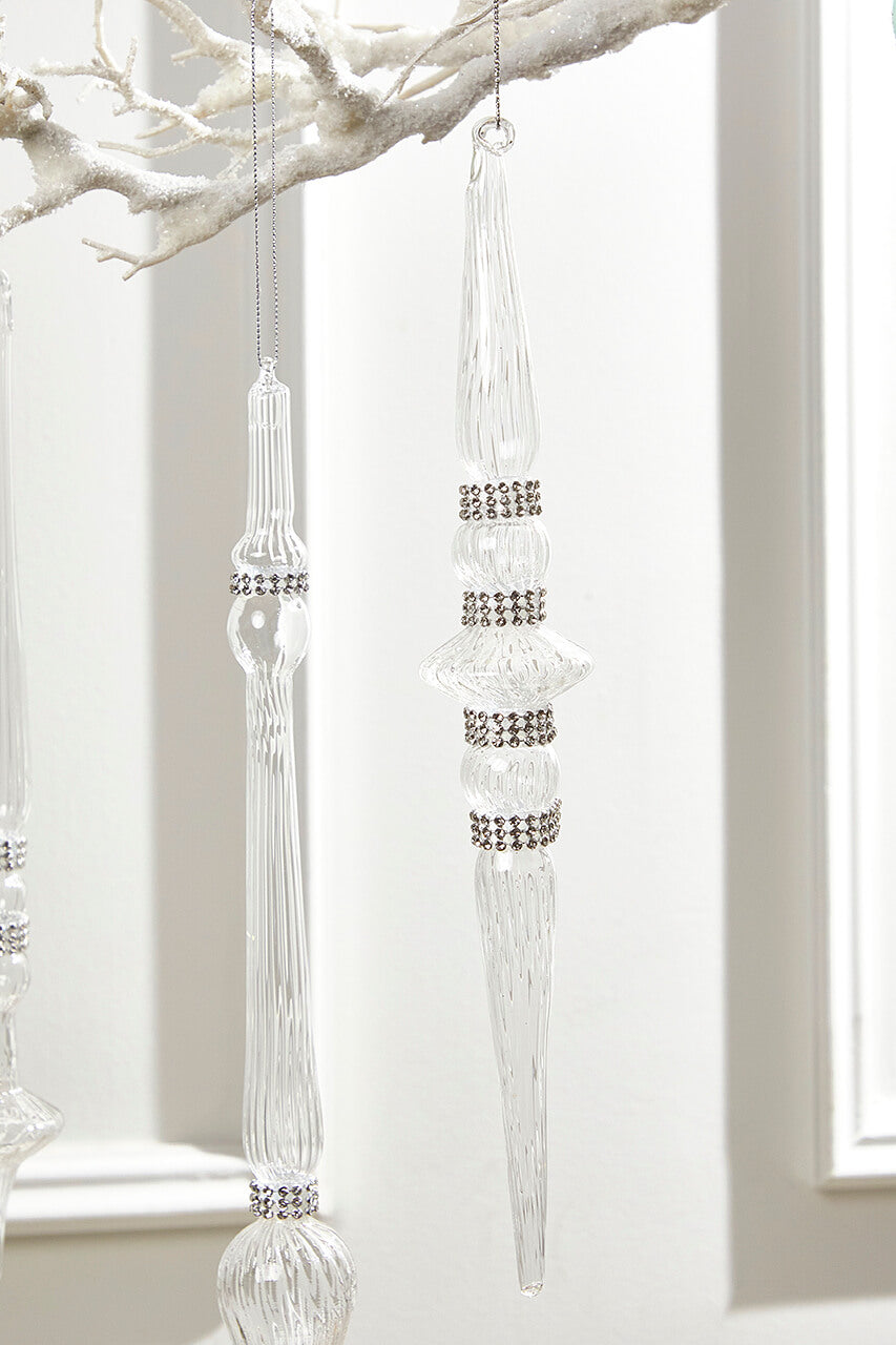 12" Finial Glass with Jewels Ornament
