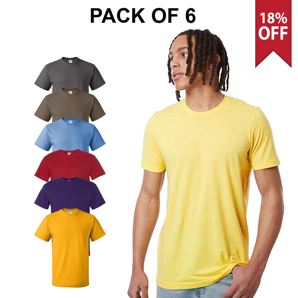 6 Pack: Combed CVC T-Shirt For Adult | 52/48 Combed Ring-Spun Cotton