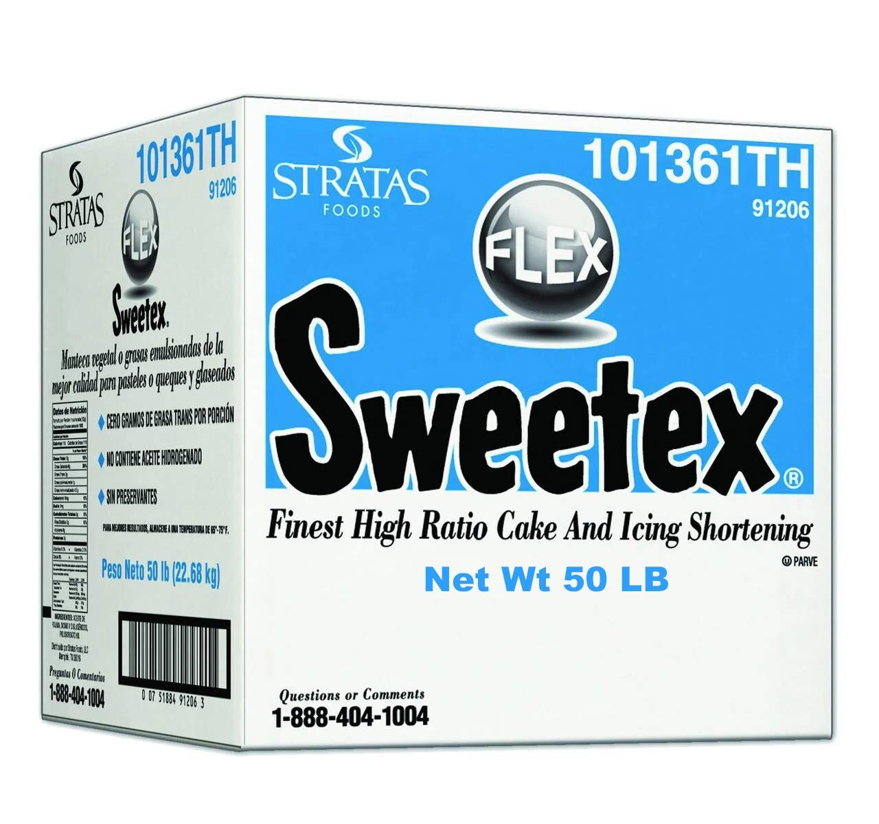 Sweetex 50 LB High Ratio Cake and Icing Shortening Smooth Creamy Texture Trans Fat Free Base