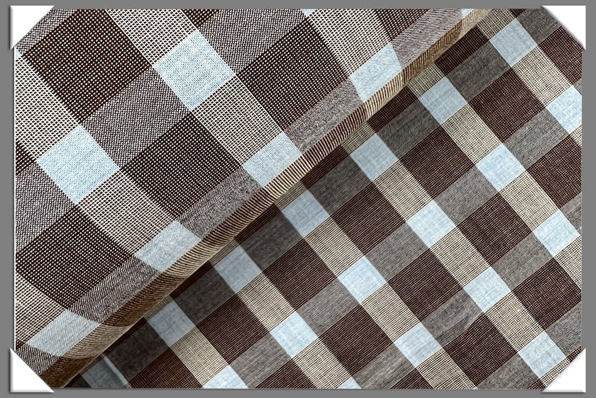 Brown Blue Italian Cotton Shirting Cotton Fabric - Shirting, Brown And Blue Pattern, 58/60" Wide