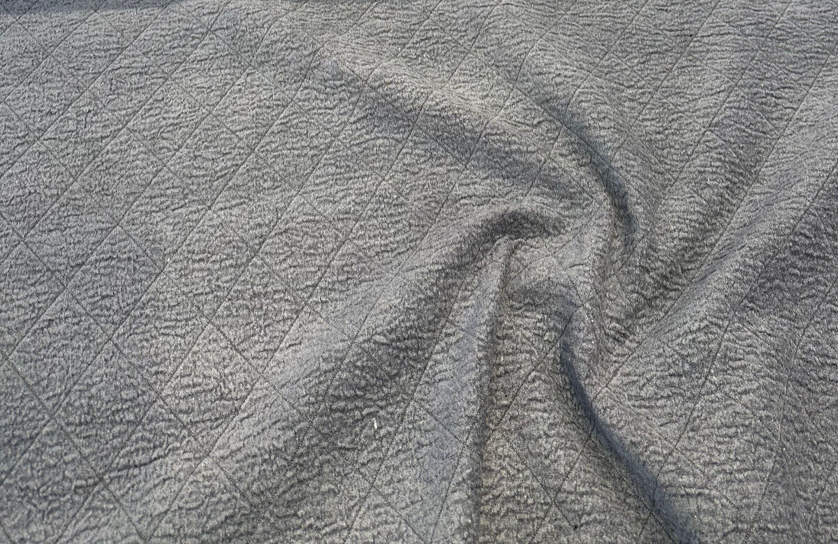 Downtown Iron Quilted Dark Blue Chenille Upholstery Chenille Fabric - Quilted Dark Blue, 52" Width (1 Yard)