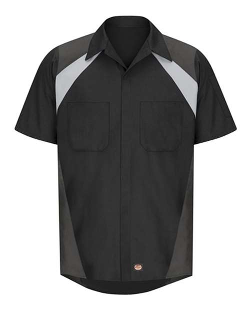 Red Kap Men's Tri-Color Short Sleeve Shop Shirt