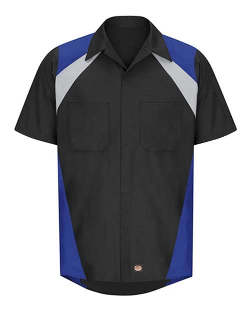 Red Kap Men's Tri-Color Short Sleeve Shop Shirt