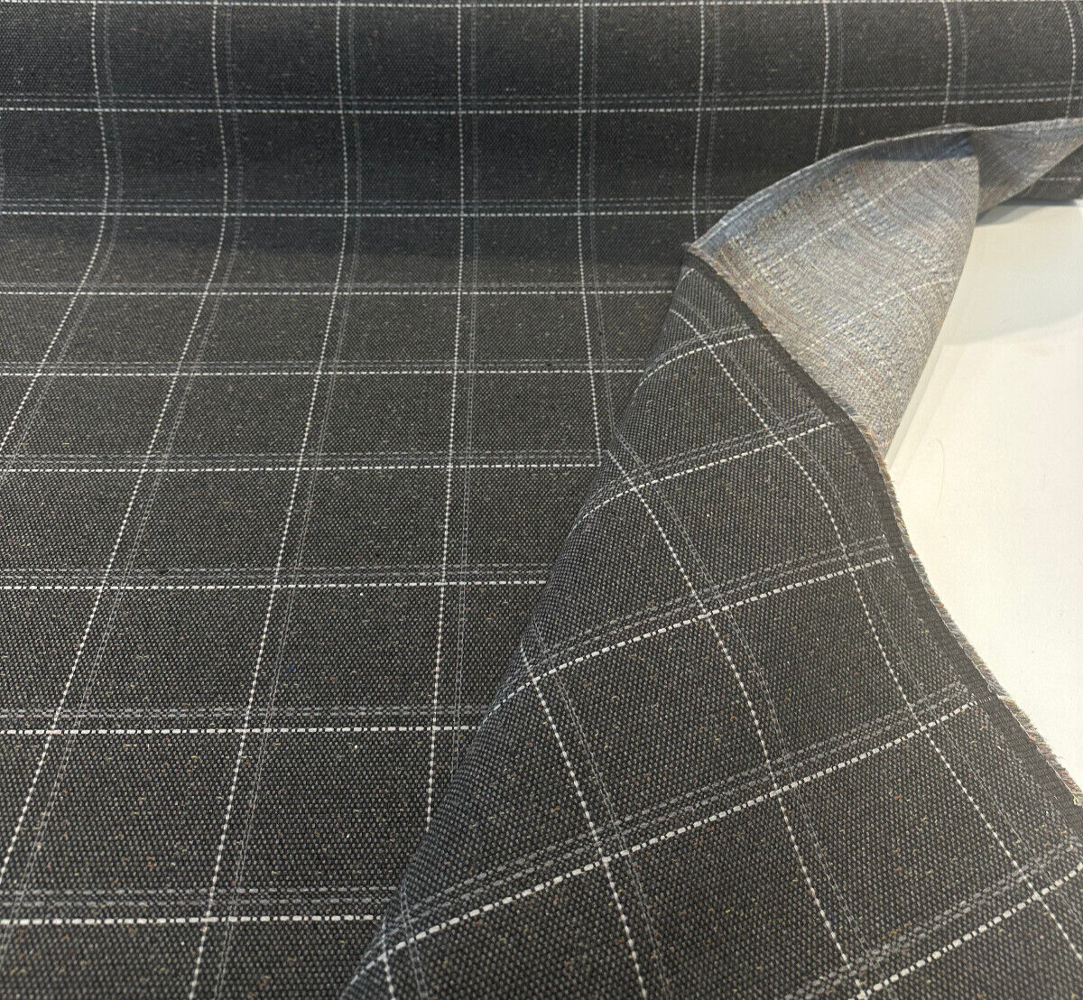 Sunbrella Hunt Raven ReTweed Collection Solution Dyed Acrylic Fabric - Black Checks, 54" Width (1 Yard)