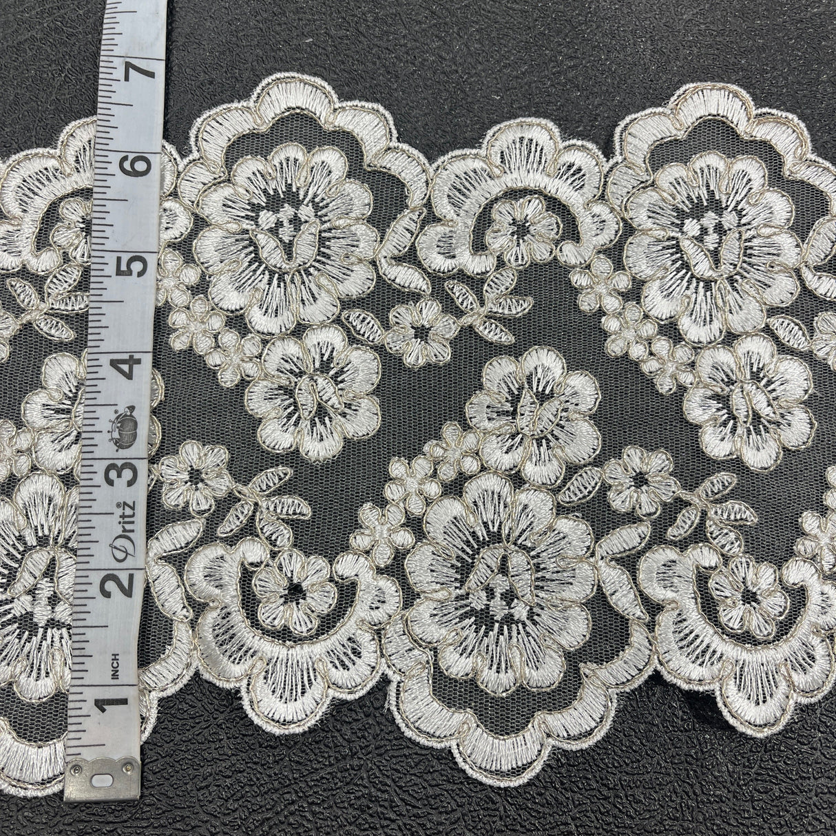 Embroidered Mesh Corded Lace Trim